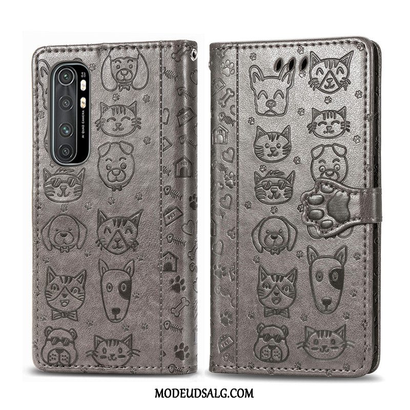 Xiaomi Mi Note 10 Lite Etui Lilla Relief Lille Sektion Beskyttelse Folio