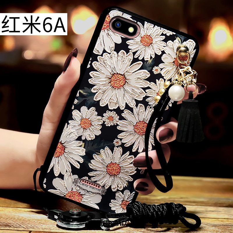 Xiaomi Redmi 6a Etui Relief Sort Cover Blød Rød