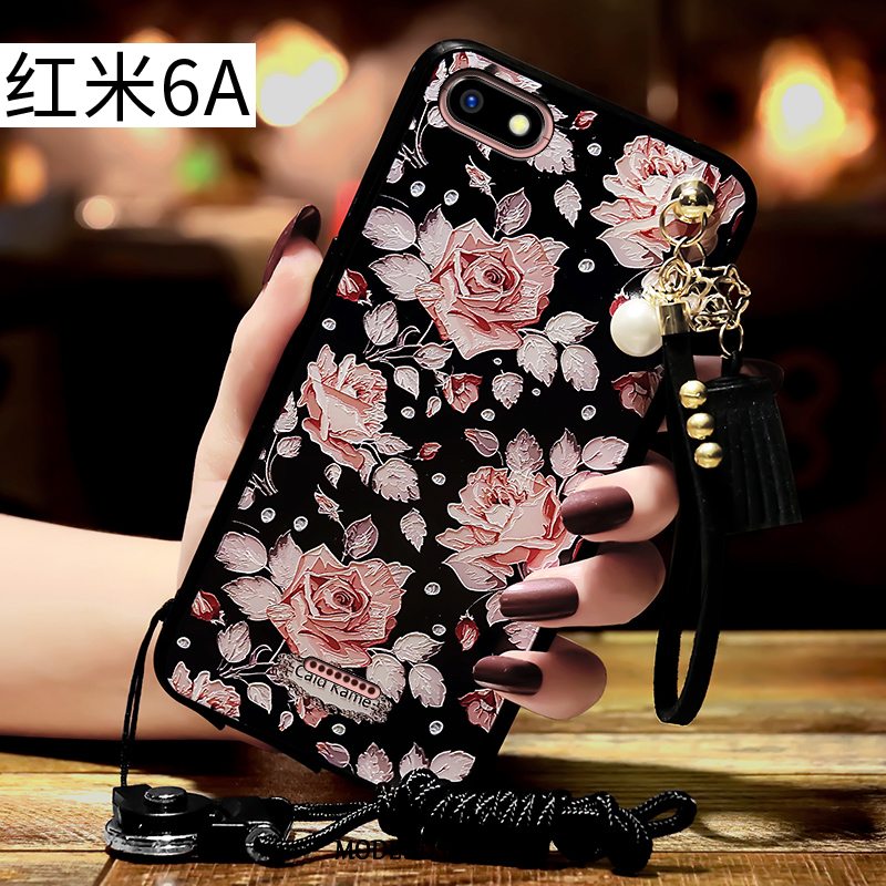 Xiaomi Redmi 6a Etui Relief Sort Cover Blød Rød