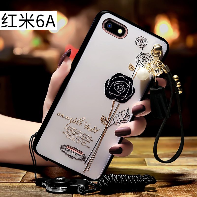 Xiaomi Redmi 6a Etui Relief Sort Cover Blød Rød