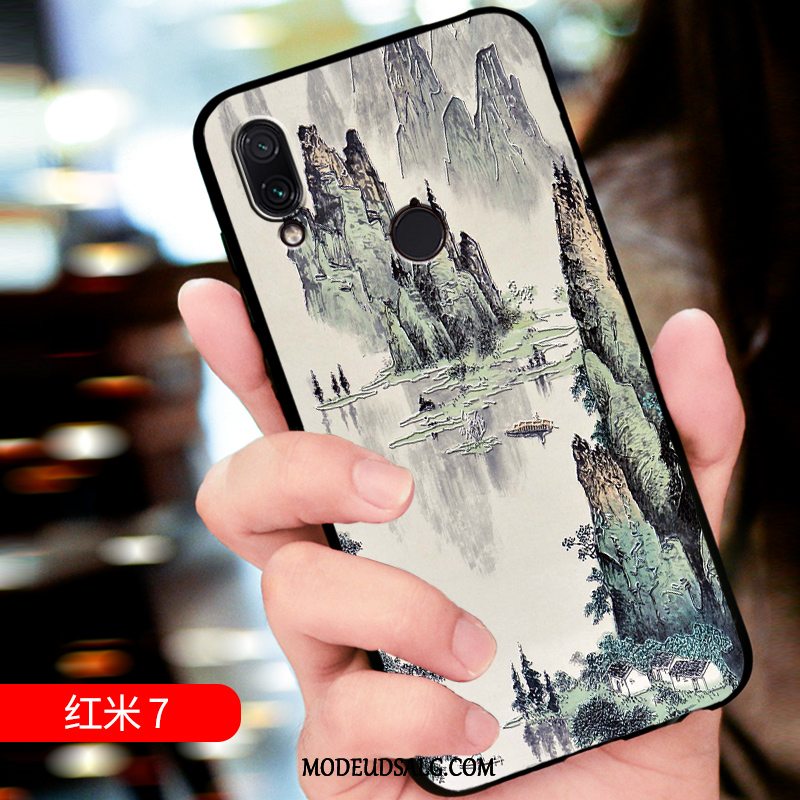 Xiaomi Redmi 7 Etui / Cover Tilpas Alt Inklusive Lille Sektion Rød Relief