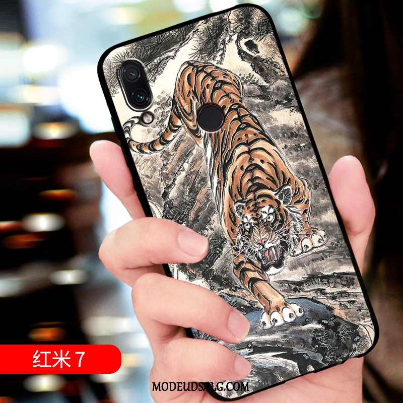 Xiaomi Redmi 7 Etui / Cover Tilpas Alt Inklusive Lille Sektion Rød Relief