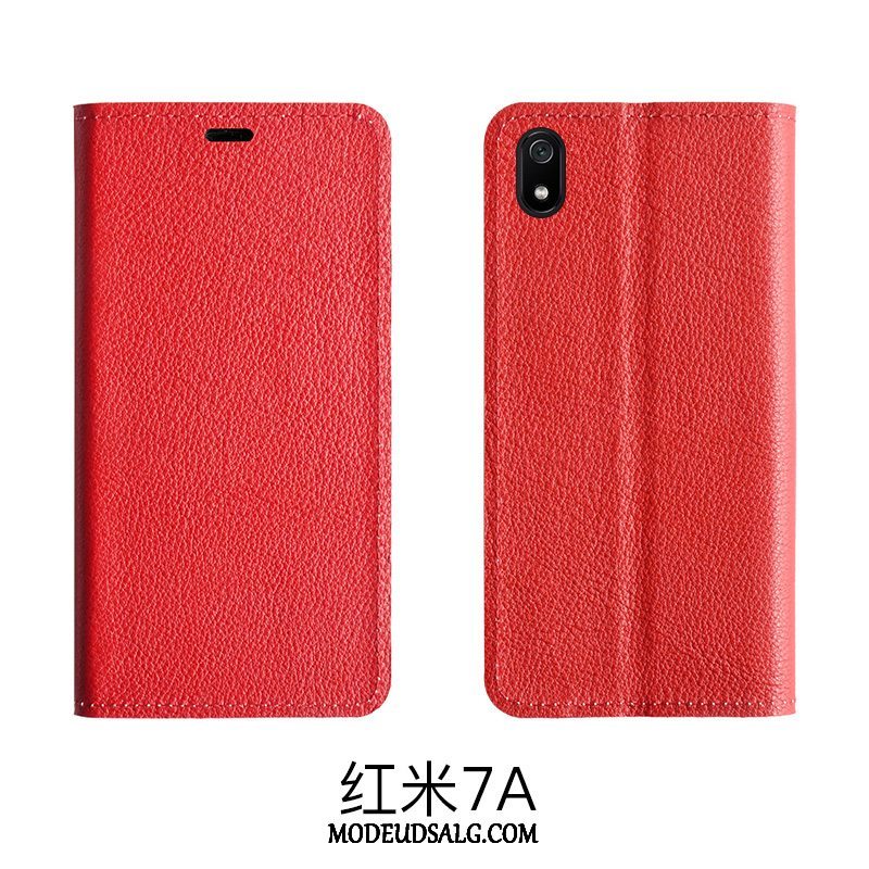 Xiaomi Redmi 7a Etui / Cover Support Beskyttelse Clamshell Ægte Læder