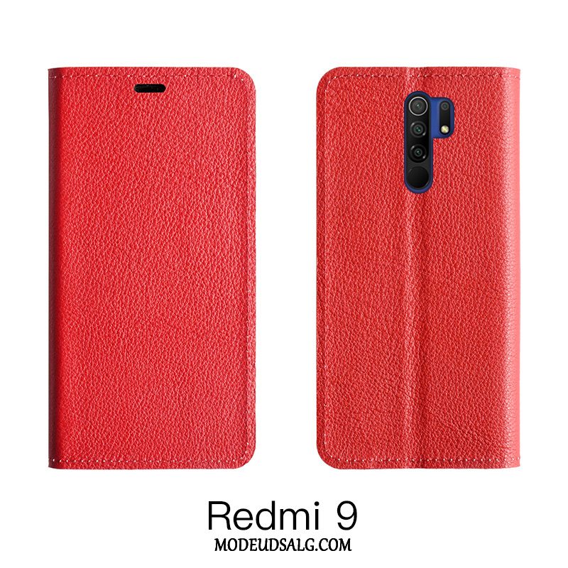 Xiaomi Redmi 9 Etui / Cover Folio Alt Inklusive Lædertaske Orange Rød