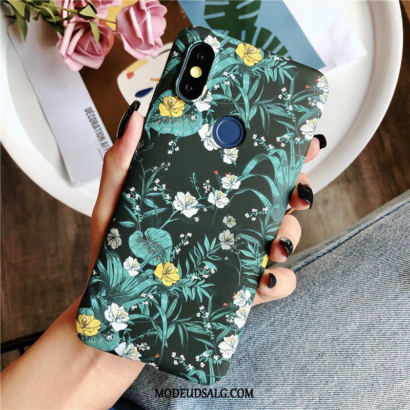 Xiaomi Redmi Note 5 Etui Relief Hård Grøn Kunst Blomster