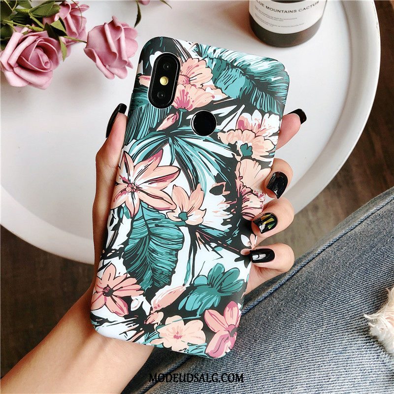 Xiaomi Redmi Note 5 Etui Relief Hård Grøn Kunst Blomster