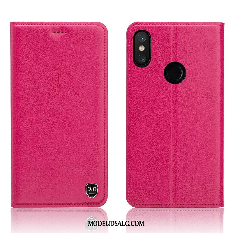 Xiaomi Redmi Note 6 Pro Etui Ægte Læder Folio Mønster Beskyttelse Lille Sektion