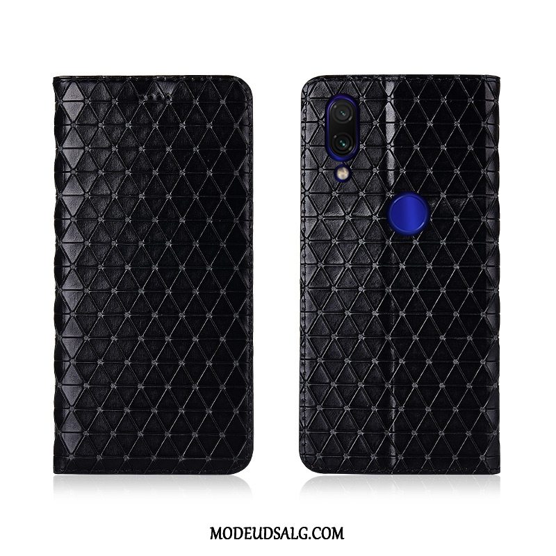 Xiaomi Redmi Note 7 Etui Anti-fald Blød Ternede Cover Ægte Læder