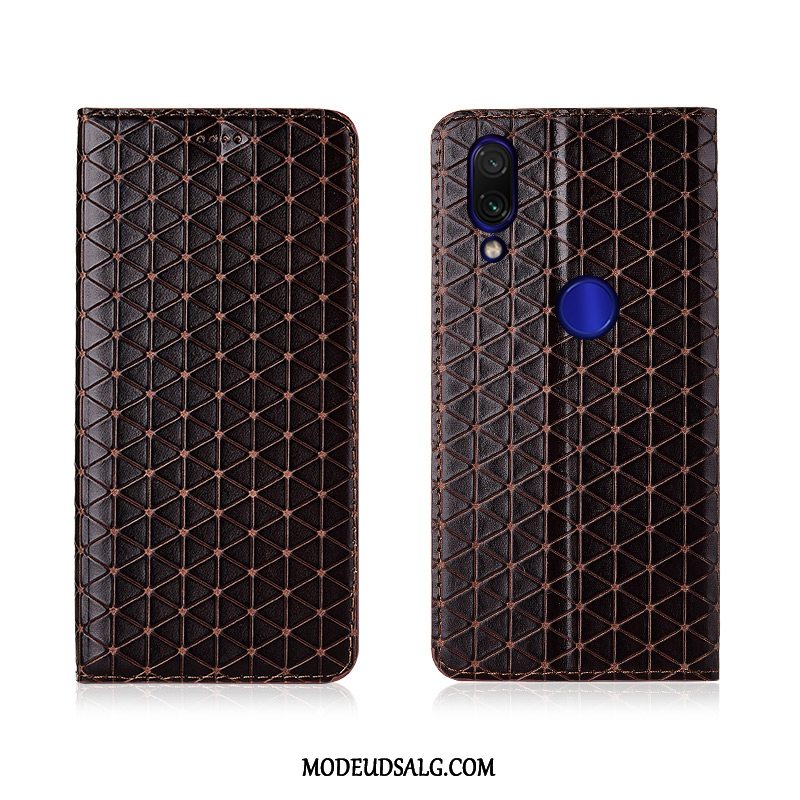 Xiaomi Redmi Note 7 Etui Anti-fald Blød Ternede Cover Ægte Læder