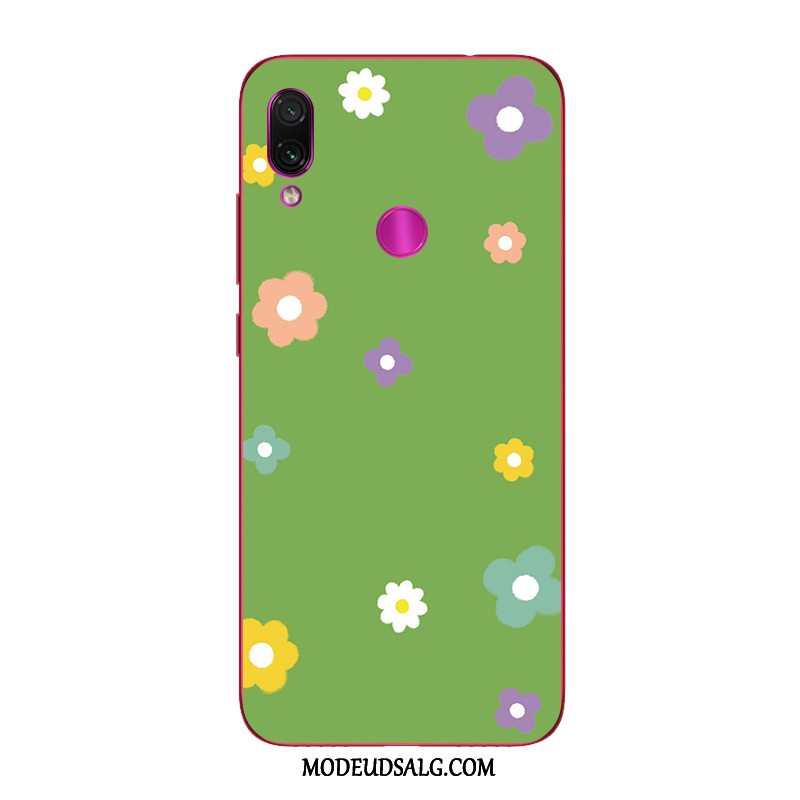 Xiaomi Redmi Note 7 Etui Blomster Rød Grøn Lille Sektion Cover