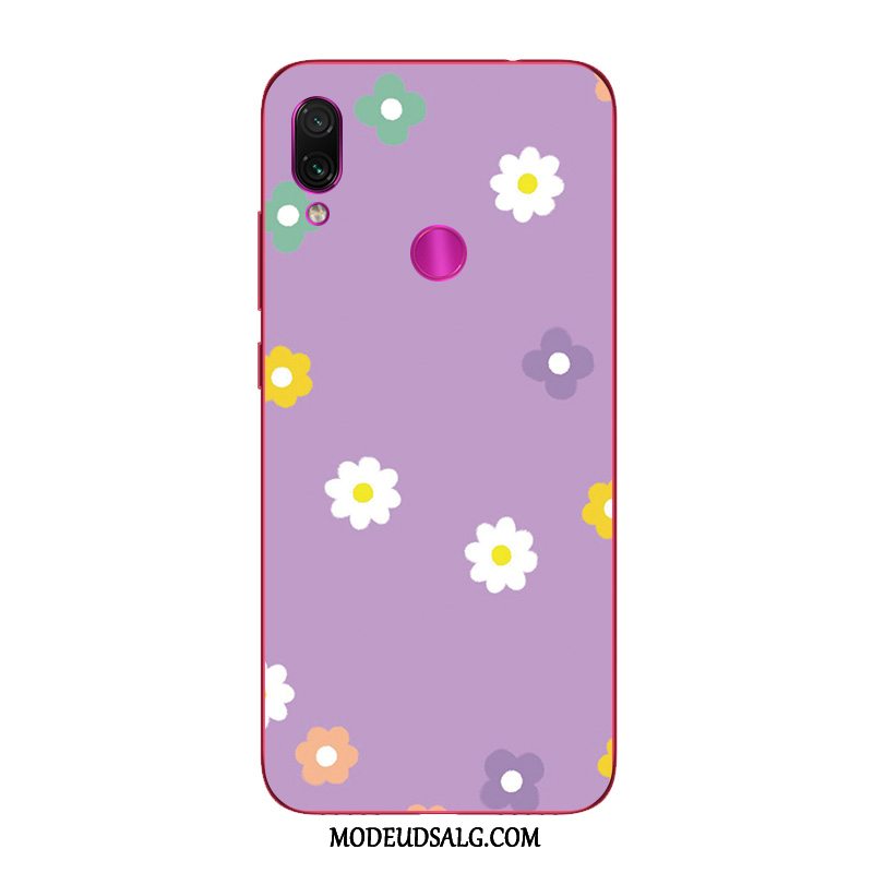 Xiaomi Redmi Note 7 Etui Blomster Rød Grøn Lille Sektion Cover