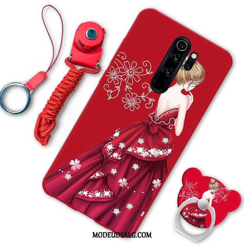 Xiaomi Redmi Note 8 Pro Etui Anti-fald Cartoon Rød Hængende Ornamenter Support