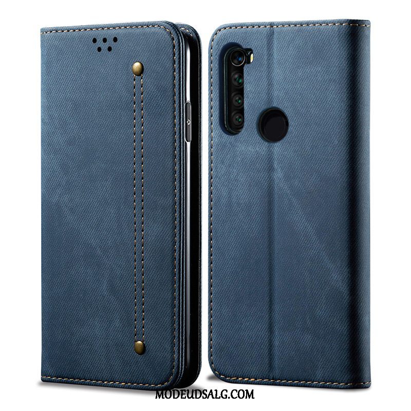 Xiaomi Redmi Note 8t Etui / Cover Ægte Læder Anti-fald Folio Rød Lædertaske