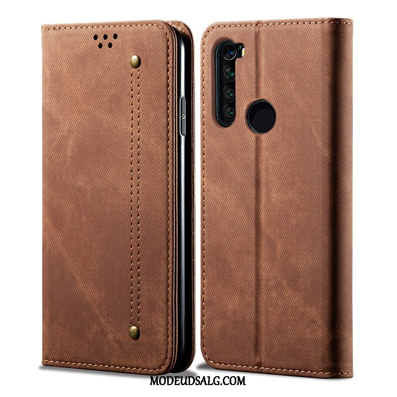 Xiaomi Redmi Note 8t Etui / Cover Ægte Læder Anti-fald Folio Rød Lædertaske