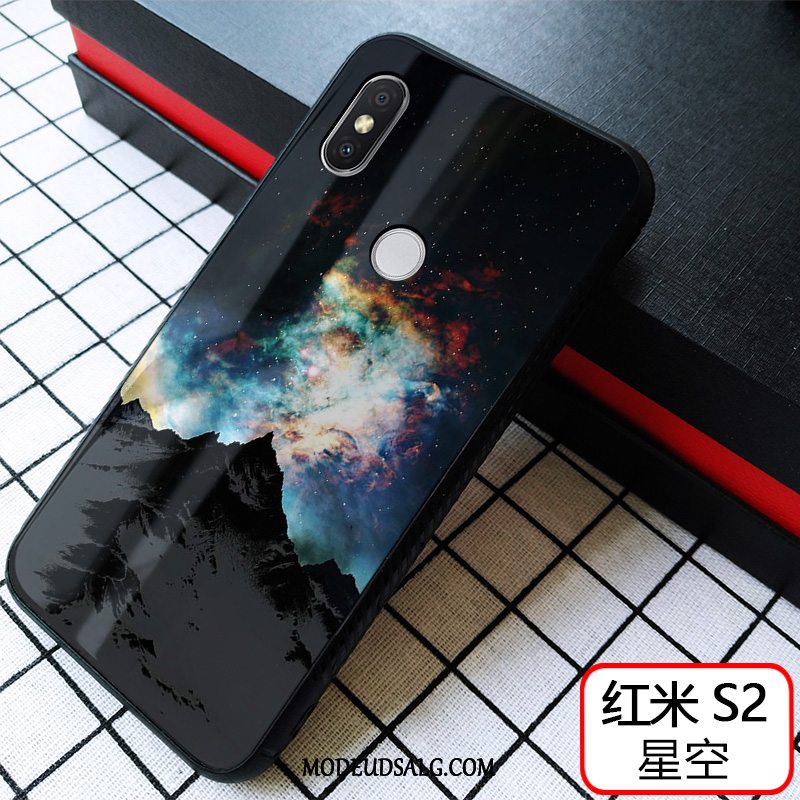 Xiaomi Redmi S2 Etui Cover Lille Sektion Rød Hærdet Glas Kreativ