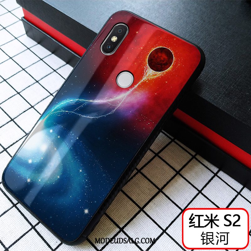 Xiaomi Redmi S2 Etui Cover Lille Sektion Rød Hærdet Glas Kreativ