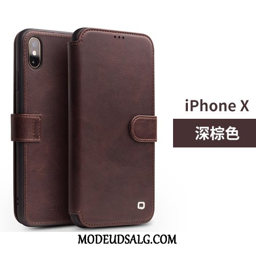 iPhone 11 Etui Lædertaske Ægte Læder Cover Folio Sort