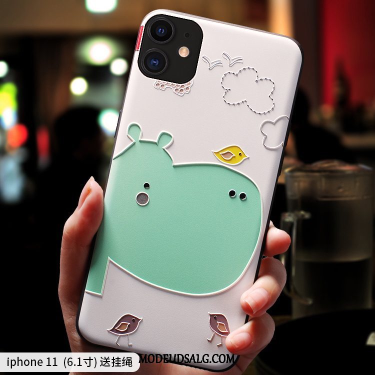 iPhone 11 Etui Nubuck Cartoon Anti-fald Grøn Smuk