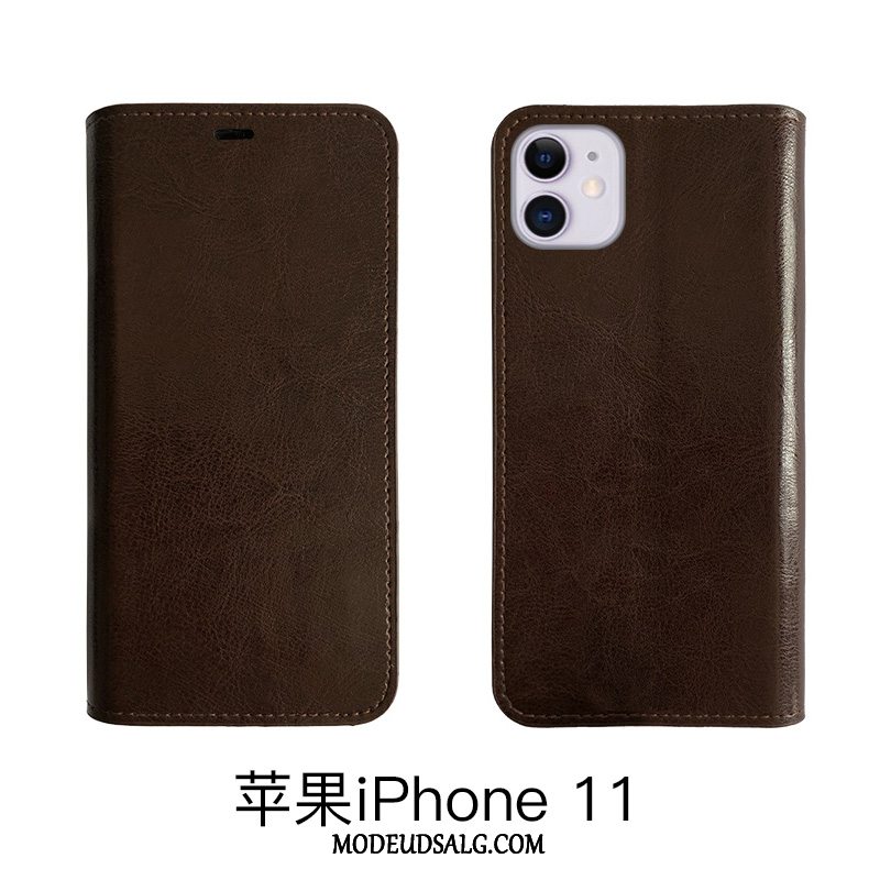 iPhone 11 Etui Ægte Læder Cover Hærdning Cow Alt Inklusive