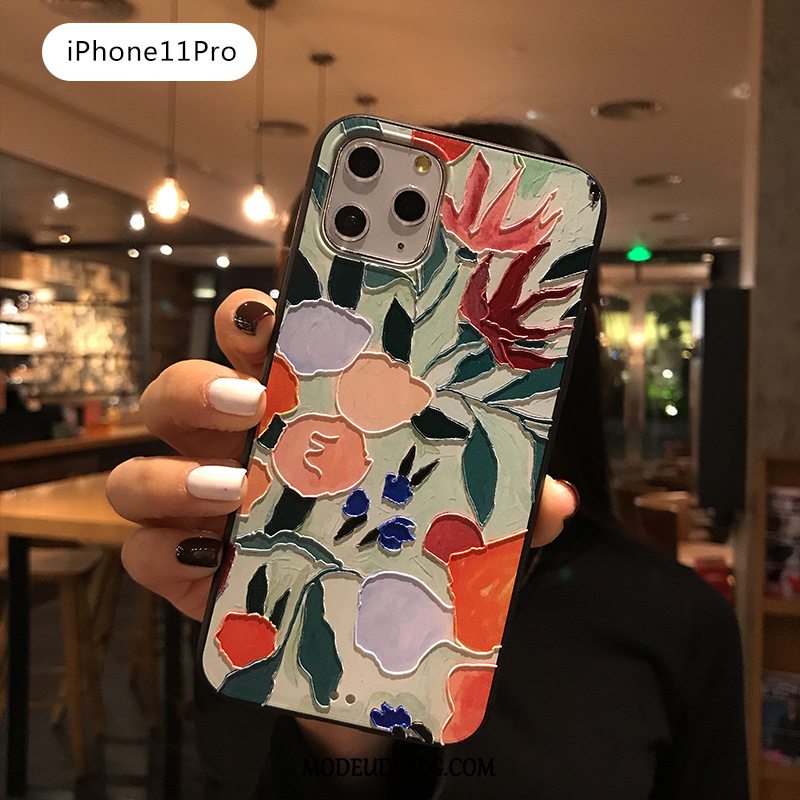 iPhone 11 Pro Etui / Cover Af Personlighed Kreativ Blomster Rød Relief