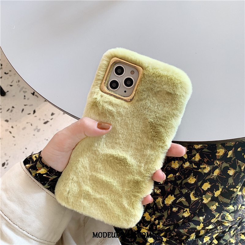 iPhone 11 Pro Etui Kreativ Trendy Gul Kanin Solid Farve