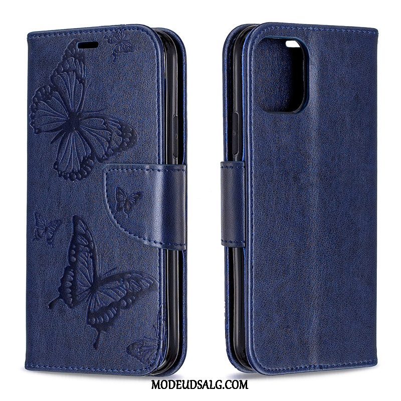 iPhone 11 Pro Etui Prægning Hængende Ornamenter Lædertaske Relief Solid Farve