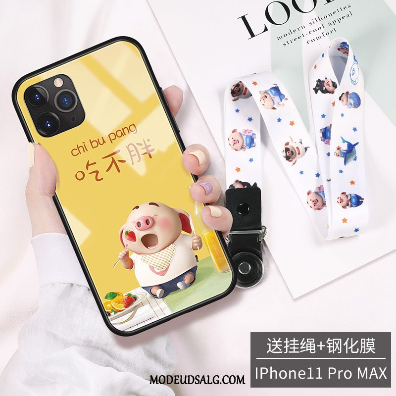 iPhone 11 Pro Max Etui / Cover Glas Cartoon Lille Sektion Hængende Hals High End