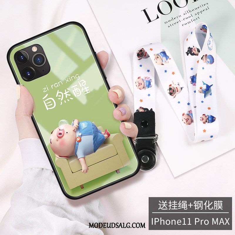 iPhone 11 Pro Max Etui / Cover Glas Cartoon Lille Sektion Hængende Hals High End