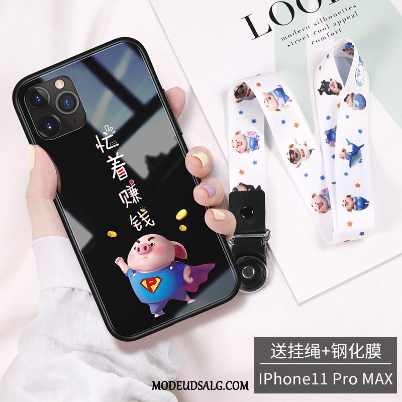 iPhone 11 Pro Max Etui / Cover Glas Cartoon Lille Sektion Hængende Hals High End