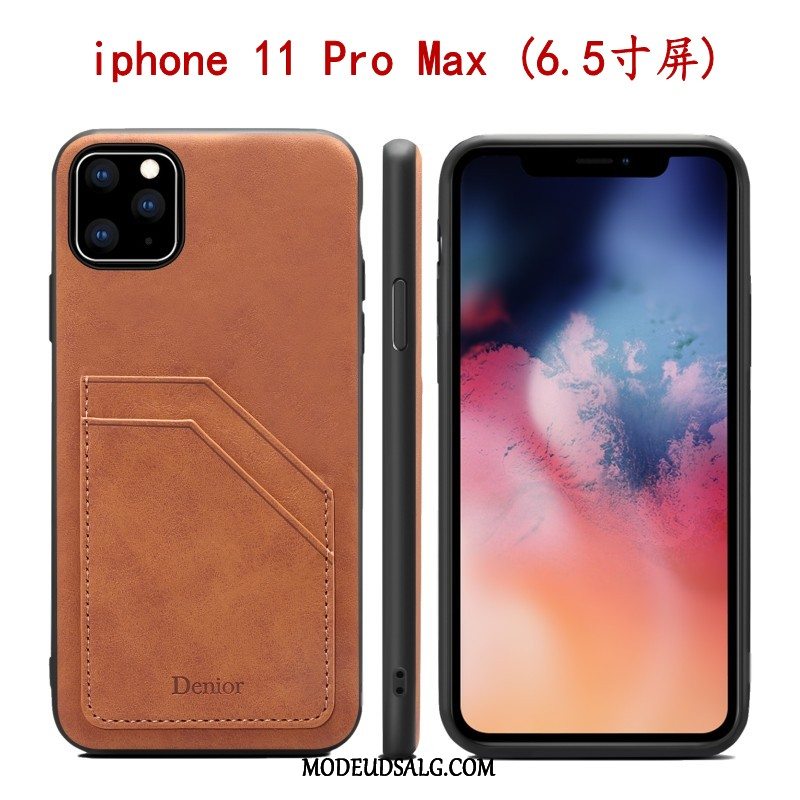 iPhone 11 Pro Max Etui Cover Tynde Læder Alt Inklusive Grå