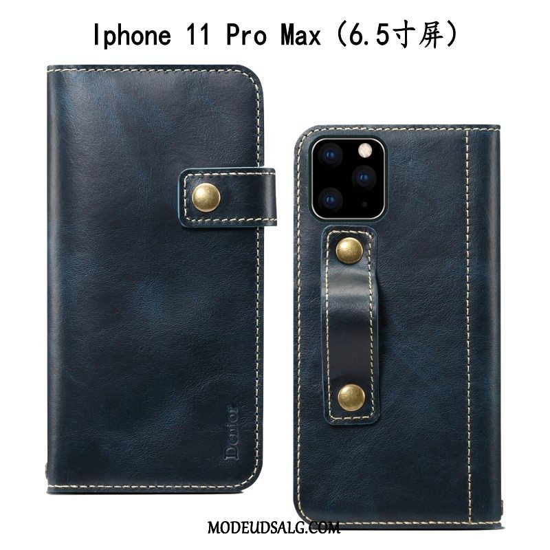 iPhone 11 Pro Max Etui Vintage Cow Cover Anti-fald Folio