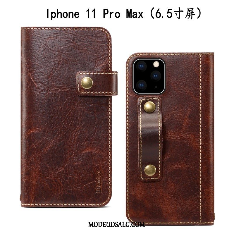 iPhone 11 Pro Max Etui Vintage Cow Cover Anti-fald Folio