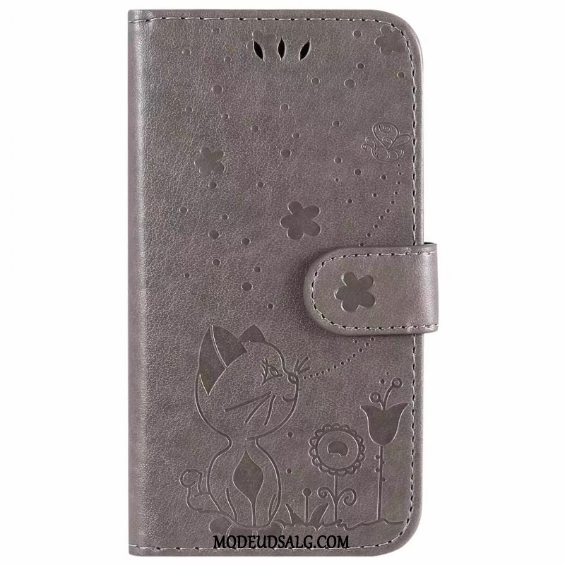 iPhone 12 Etui / Cover Lædertaske Lilla Folio Kat