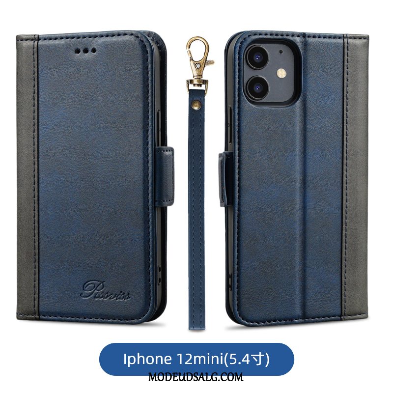 iPhone 12 Mini Etui Gul Lædertaske Business Folio Anti-fald