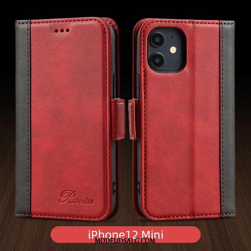 iPhone 12 Mini Etui Gul Lædertaske Business Folio Anti-fald