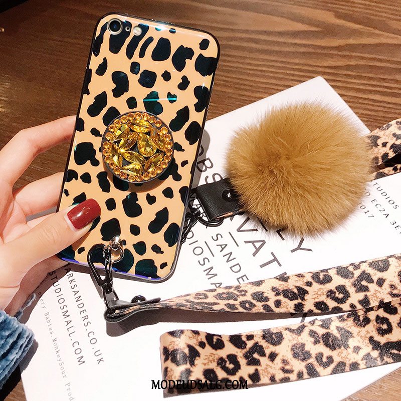 iPhone 6/6s Plus Etui Plys Leopard Beskyttelse Guld Pu