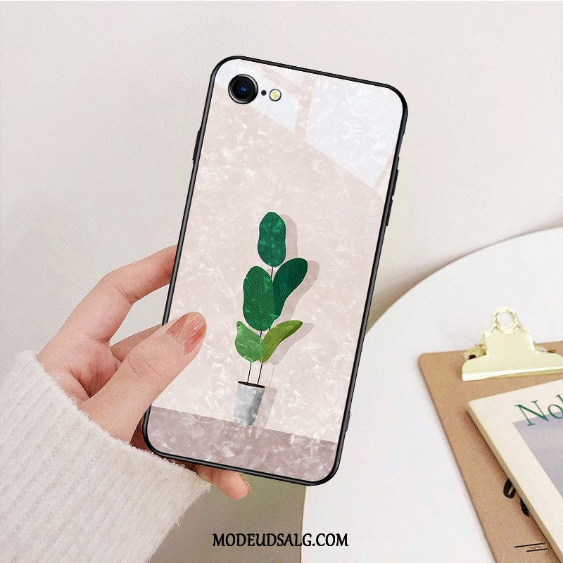 iPhone 7 Etui Simple Glas Smuk Cartoon Hvid