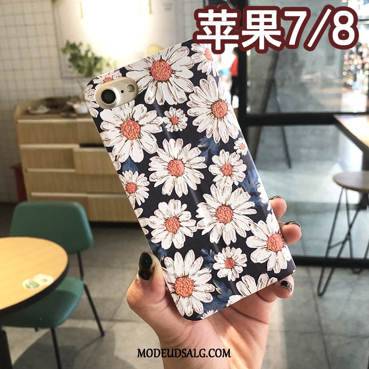 iPhone 8 Etui Folio Blomster Lyserød Kreativ Cover