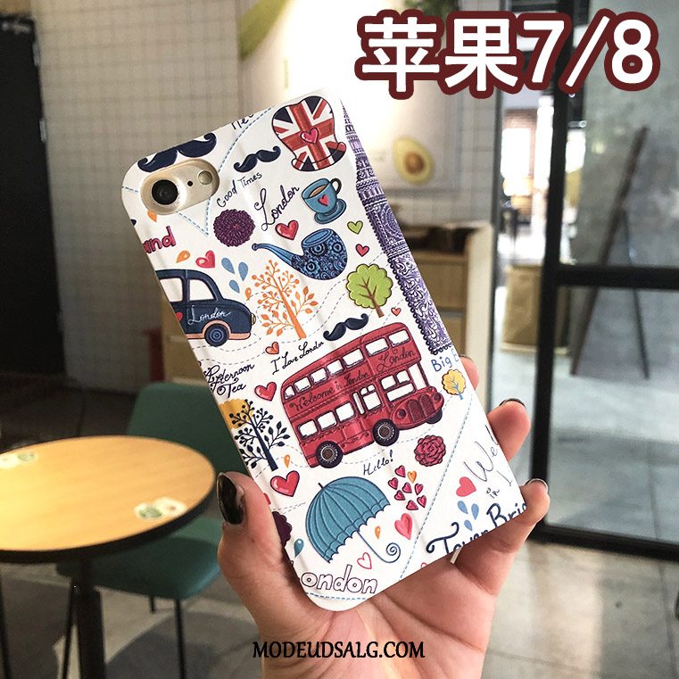 iPhone 8 Etui Folio Blomster Lyserød Kreativ Cover