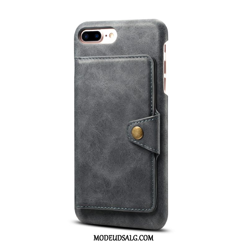 iPhone 8 Plus Etui Nubuck Kort Support Cover Lædertaske