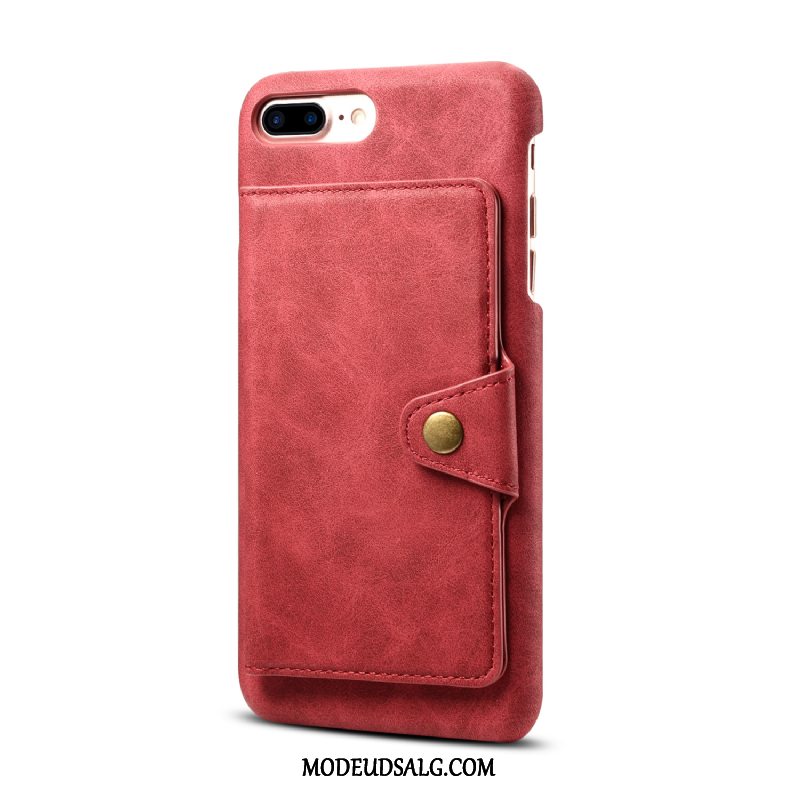 iPhone 8 Plus Etui Nubuck Kort Support Cover Lædertaske