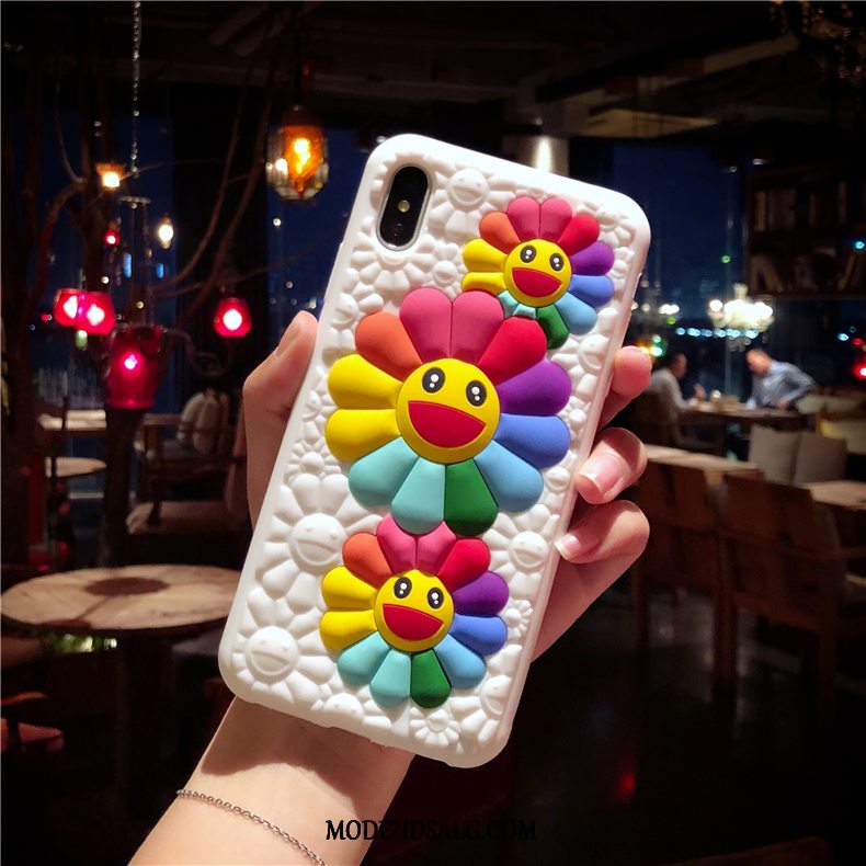 iPhone X Etui Smiley Blomster Sol Hvid