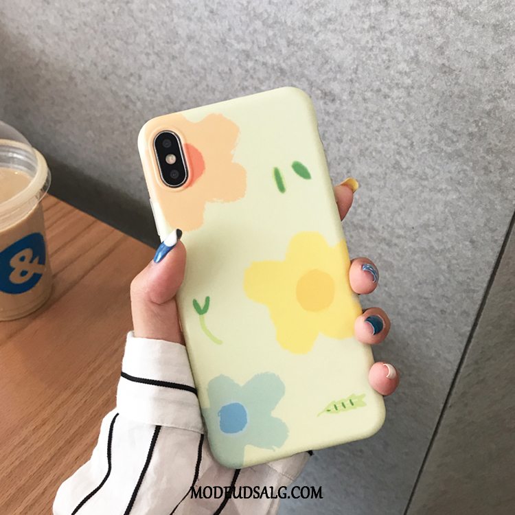 iPhone Xs Etui Blomster Cartoon Simple Smuk Anti-fald