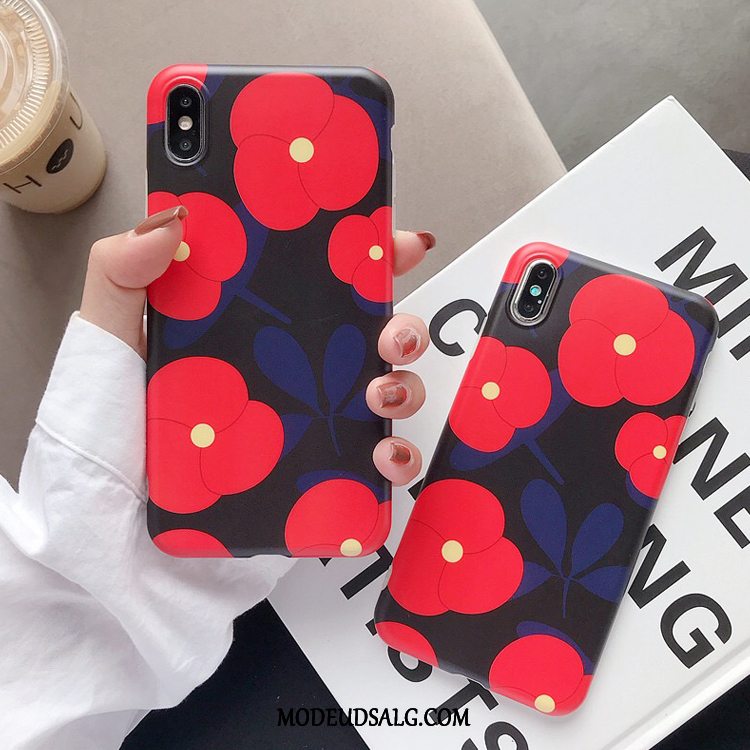 iPhone Xs Etui Blomster Cartoon Simple Smuk Anti-fald