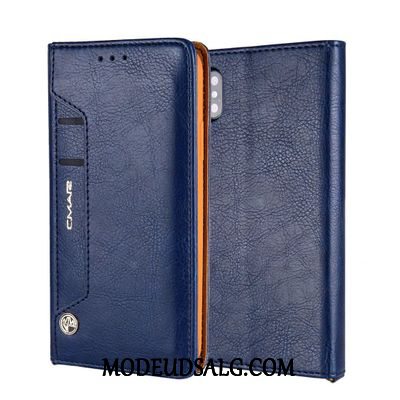 iPhone Xs Etui Rød Ægte Læder Folio Blød Cover