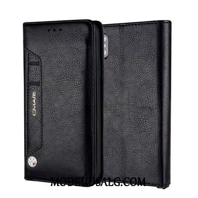 iPhone Xs Etui Rød Ægte Læder Folio Blød Cover