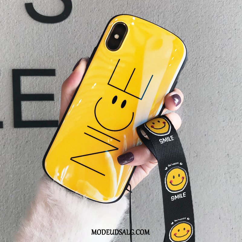 iPhone Xs Max Etui Blå Af Personlighed Smiley Anti-fald Gul