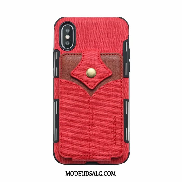 iPhone Xs Max Etui / Cover Rød Korttaske Tegnebog Anti-fald