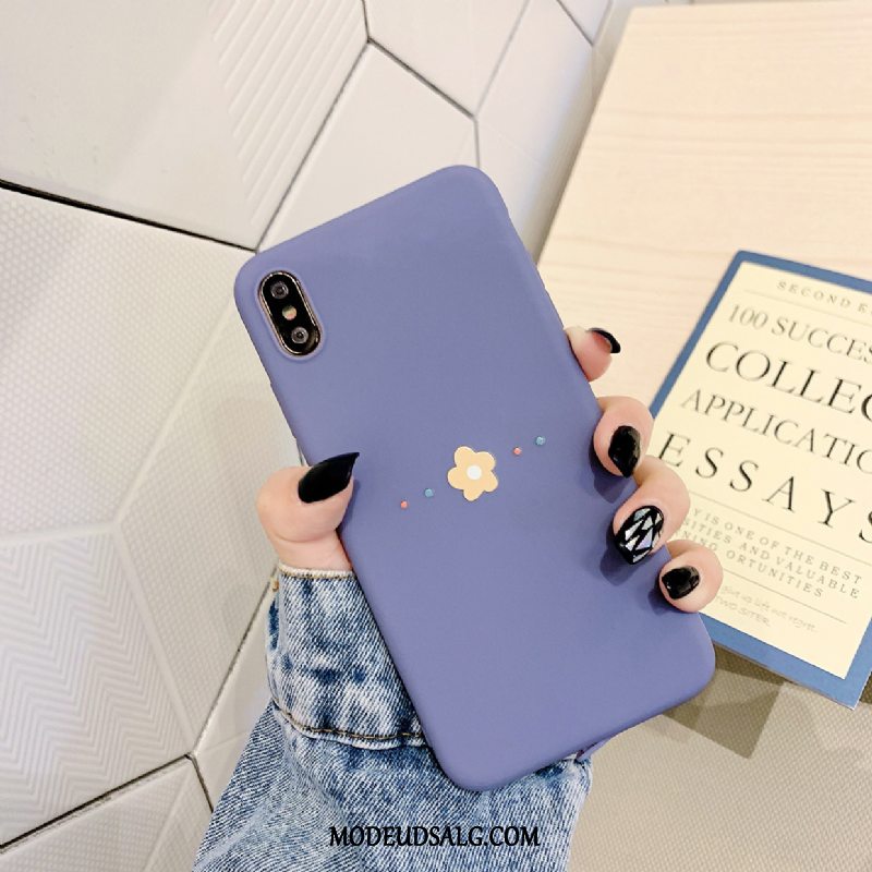 iPhone Xs Max Etui Solid Farve Blomster Nubuck Trendy Silikone