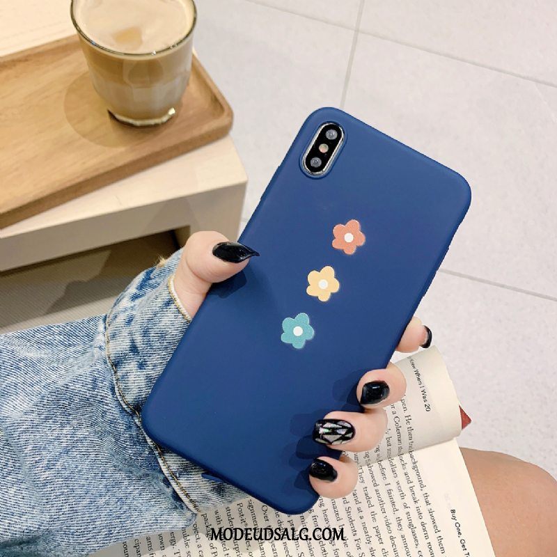 iPhone Xs Max Etui Solid Farve Blomster Nubuck Trendy Silikone